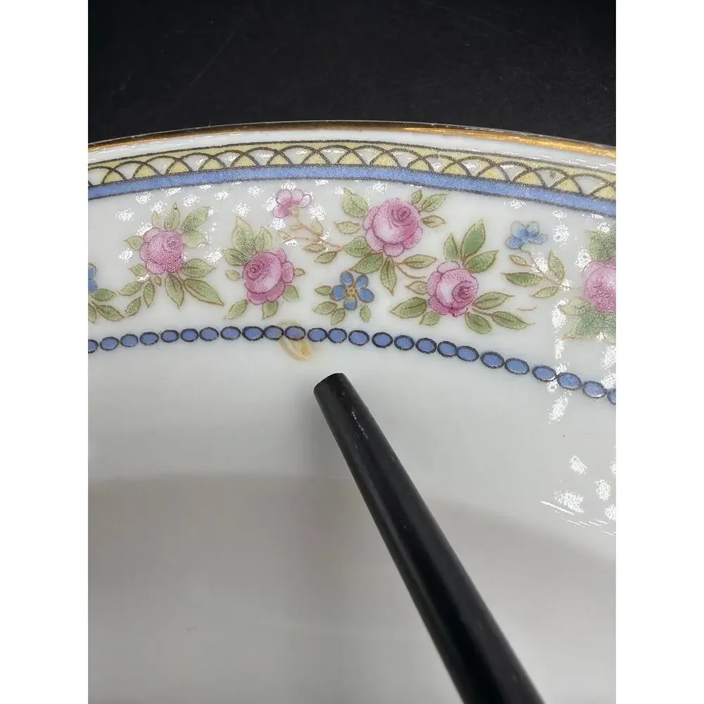 Hutschenreuther Selb Bavaria Yale Set 6 Dinner Plates 10” LHS Lion Pink Roses
